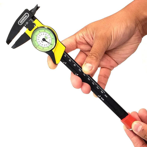 Plastic Dial Caliper 0 To 6 Inch Range With Inside Outside Depth And Step Readouts Lightweight Fiberglass Reinforced Body.