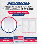 Diagram of One Quarter Inch Plastic Sliding Door Track Kit White 4 Feet Long With Top Guide and Bottom Track.