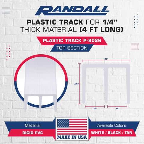 Diagram of One Quarter Inch Plastic Sliding Door Track Kit White 4 Feet Long With Top Guide and Bottom Track.