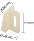 Close-up of 8 Piece Plastic Door Bottom Track Kit with N7015 Wheel Fixing Clips showing dimensions in inches and millimeters
