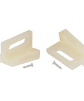 8 Piece Plastic Door Bottom Track Kit With 8 Screws For Sliding Door Track System White N7015 Wheel Fixing Clips shown with screws