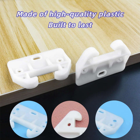 12 Pack Plastic Drawer Guides Center Mount Rails And Brackets White Replacement Parts on wood surface