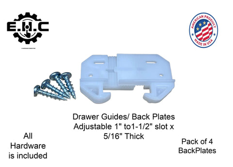 Plastic Drawer Guides And Back Plates For Kitchen Dresser Drawers Durable Replacement Parts Adjustable From One To One And A Half Inches With Five Sixteenths Of An Inch Hardware Includes All Fixings Four Pack To Fit Various Drawer Widths And Prevent