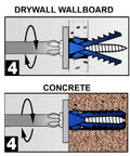 Plastic Drywall Anchors and Screws Kit 400 Piece Set with Ribbed Anchors and Carbon Steel Screws for Strong Easy Install on Drywall