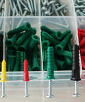 Plastic Drywall Anchors and Screws Kit 400 Piece Set with Ribbed Anchors and Carbon Steel Screws for Strong Easy Install