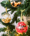 20 PCS Clear Plastic Fillable Balls Ornaments, 3.15 Inch Christmas Ornament Balls on tree with gold and red decorations