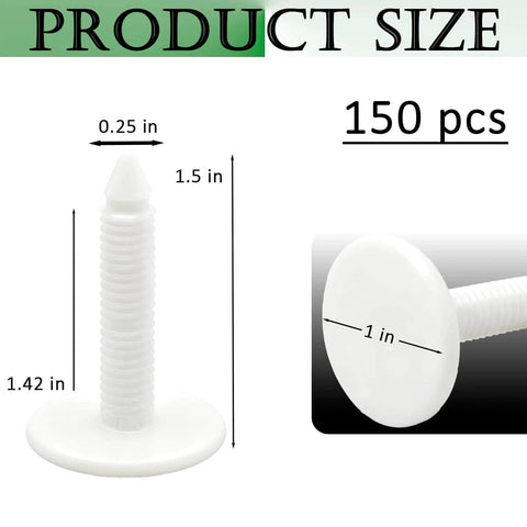 1 3/8 Inch Foundation Pins And Plastic Insulation Masonry Fasteners, 150 Pack, white polypropylene, product dimensions