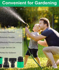 Father and son using hose with 20 Piece Plastic Garden Hose Quick Connect Fittings Set With 12 Rubber Washers, outdoors.