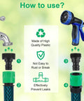 20 Piece Plastic Garden Hose Quick Connect Fittings Set With 12 Rubber Washers For Three Quarter Inch GHT Male And Female Connectors Durable Leak Free Snap On Quick Attach Hose System installation illustration