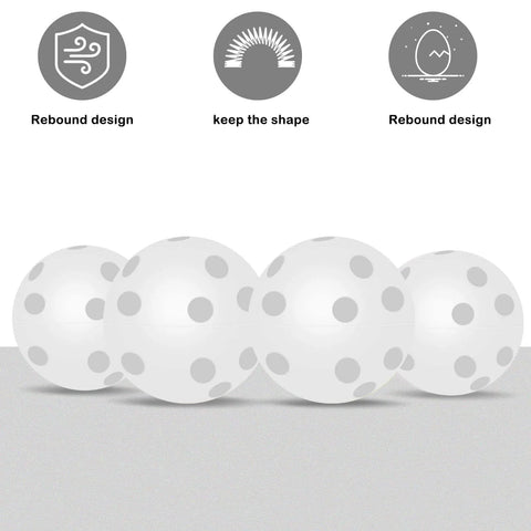 Image of 50PC Plastic Golf Training Balls 42 mm for Indoor Putting Green Backyard Outdoor Practice Equipment With 2 Ball Tees (White), showcasing rebound design and shape retention.