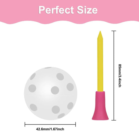 50PC Plastic Golf Training Balls 42 mm for Indoor Putting Green Backyard Outdoor Practice Equipment With 2 Ball Tees (White), size details