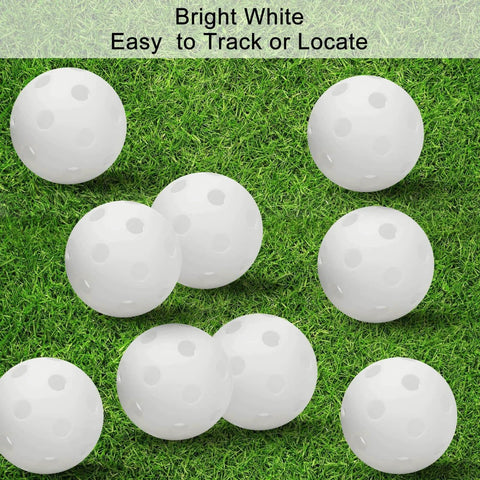 50PC Plastic Golf Training Balls 42 mm for Indoor Putting Green Backyard Outdoor Practice Equipment With 2 Ball Tees (White)