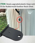 Upgraded Plastic Hasp Latch For Outdoor Resin Shed Replacement Compatible With Cottage Doors, secure installation on shed door.