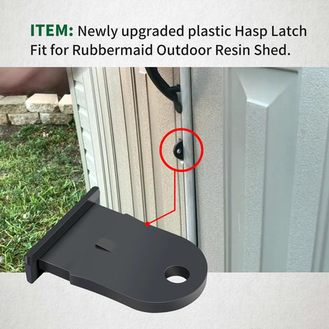 Upgraded Plastic Hasp Latch For Outdoor Resin Shed Replacement Compatible With Cottage Doors, secure installation on shed door.