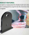 Upgraded Plastic Hasp Latch for Outdoor Resin Shed Replacement installed on cottage door, shown close-up to highlight fitting.