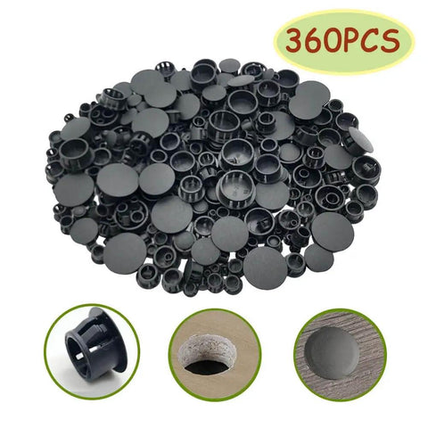 Plastic Hole Plugs Set 360 Pieces In 9 Sizes Flush Type Snap In Locking End Caps For Holes On Furniture Posts Fencing Pipes Tubes