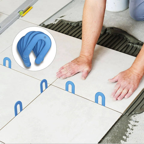 Tiling with 1/16 Inch Plastic Horseshoe Shims U Shaped Tile Spacers For Tile Leveling System Durable PVC 100 Pieces ensuring flatness