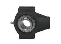 Front view of 1-1/8 in Black Wide Plastic Set-Screw Insert with Stainless Set Screw, Single Pack, Replacement Bushing for Casters