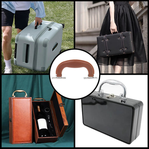 2 Pcs Plastic Luggage Handles Pull Handles For Suitcase Luggage Trunk And Musical Boxes With Mounting Screws 5.9 Inch Length Brown Red