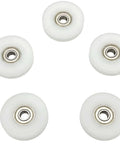 Set of five Plastic Nylon Roller Wheel, 1.8"/46.5mm Silent U Groove Pulley Wheels with 608zz Bearing, visible from top view.