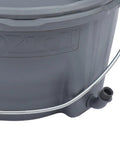 Close-up of plastic Oil Bucket And Oil Gun Kit for Machine Pipe Threading Tools showing nozzle and handle