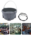 Oil Bucket And Oil Gun Kit For Machine Pipe Threading Tools with gray plastic bucket and handheld oiler for quick lube jobs