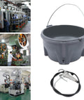 Oil Bucket And Oil Gun Kit For Machine Pipe Threading Tools with plastic oiler barrel and durable oiler gun shown with industrial equipment