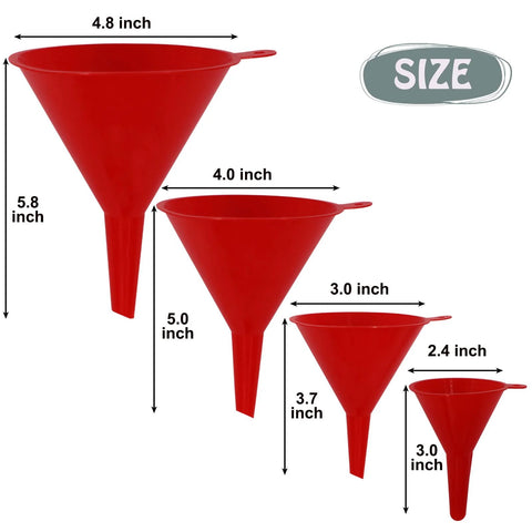 Set Of 5 Plastic Oil Funnels With Long Hose For Automotive Fluid Transfers, Large Flexible Fuel Funnel For Gasoline, Cars