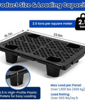8 Pack Raised Plastic Pallets With Breathable Grid For Basement Storage Kitchen And Supermarket Use Interlocking Nestable Lightweight Moisture Resistant Floor Pallets 19.6 X 11.8 X 4.9 Inch Black, front view