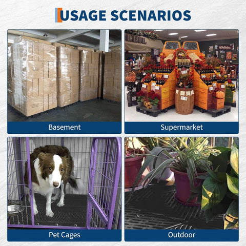 Set Of 12 Plastic Pallets For Basement Storage With Ventilated Grid Design Waterproof HDPE Heavy Duty Storage Pads multiple usage scenarios