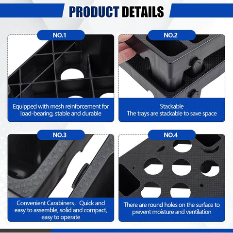 Close-up of 8 Pack Plastic Pallets For Basement Storage Nestable And Moisture Waterproof Lightweight Floor Pallets with details
