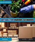 Four Pack Plastic Pallets For Basement Storage used for plants and boxes, lightweight waterproof design, 23.6x11.8x3.9 inches, HDPE
