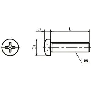 Technical diagram of SPC-M6-25-P NBK Plastic Cross Recessed Pan Head Machine Screws - Made in Japan, showing dimensions