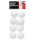 MLB Plastic Baseballs - 8 Pack in packaging, featuring perforated white plastic practice balls for batting and swing training.