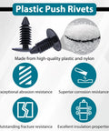 200 Pack Car Plastic Trim Boot Rivets Push Clips Fasteners Universal 7.6 Mm Hole 0.3 Inch Head product features on infographic
