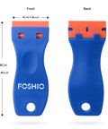 Front and back view of Plastic Razor Blade Scraper Set With 2 Scrapers And 100 Double Edged Blades For Gasket Removal Labels Decals