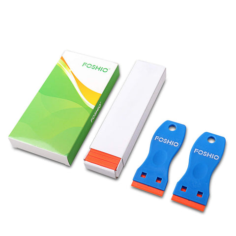 Plastic Razor Blade Scraper Set With 2 Scrapers And 100 Double Edged Blades For Gasket Removal Labels Decals And Adhesive Removal