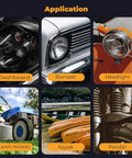 Applications of Hot Stapler Plastic Repair Welder Kit for car bumpers, dashboards, headlights, lawn mowers, kayaks, and fenders.