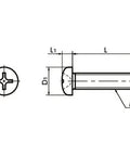Technical drawing of ✝️ SPA-M2.6-6-P-NBK Plastic Screw - Cross Recessed Pan Head Machine Screws - RENY made in Japan, side and top view
