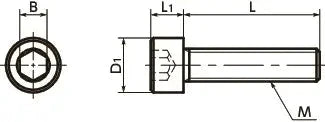 Technical drawing of ✝️ SPE-M8-15-C NBK Plastic Screw - Socket Head Cap Screws - PEEK Pack of 5 Screws - Made in Japan for automation use