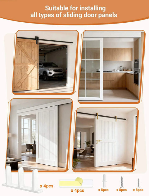 4 Pack Plastic Siding Closet Door Floor Guide, Universal Fit for 1-3/8" Width Doors, installed on various sliding doors