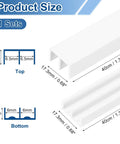 Diagram of Plastic Sliding Door Track For One Quarter Inch Thick Panels Forty Centimeter Total Length White Upper Rail And Lower Rail Set dimensions.