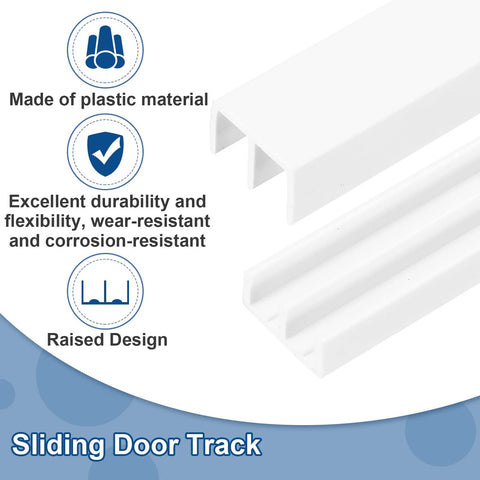 Plastic Sliding Door Track For One Quarter Inch Thick Panels Forty Centimeter Total Length White Upper Rail And Lower Rail Set