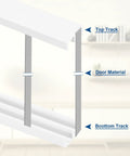 Diagram showing Plastic Sliding Door Track Kit For One Eighth Inch Panels White Upper Rail And Lower Rail 2.95ft Long 90cm.