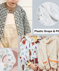 All In One Plastic Snap Kit With Pliers From TmppDeco, 460 Snap Sets In 24 Colors shown on children's clothing and bib