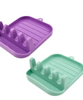 Spatula Rack, 2 Pcs 5 Inch x 5.7 Inch x 1.9 Inch Green and Purple Plastic Spatula Holder for Kitchen and Outdoors (2)