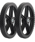 14 x 1.75 Inch Spoked Plastic Wheel and Tire 2 Pack with 2.45 Inch Hub Length and 1/2 Inch Bearing, flat free replacement