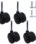 1.5 Inch Plastic Swivel Casters Set Of 4 With M8 Neck Stem 360 Degree Rotation Black Nylon Replacement Wheels For Furniture Chairs Tables And Shelves 40mm Diameter And 30mm Wide Fit 8mm Holes