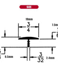 Diagram of 25 Ft White 3/4 Inch Plastic Center Barb T Molding Edge Banding dimensions, showing width and center barb measurements.