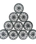 100pcs Plastic Toy Wheels 30mm Diameter with 2mm Shaft Hole for Car Truck Model Toys Black and Silver in pyramid shape
